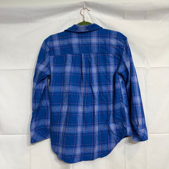 Style & Co Blue Plaid Flannel Button Down Sz MP - Picture 9 of 12